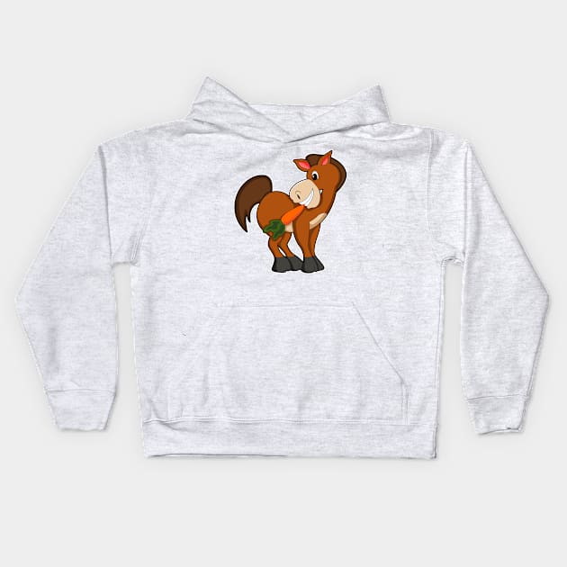 Horse with Carrot Kids Hoodie by Markus Schnabel